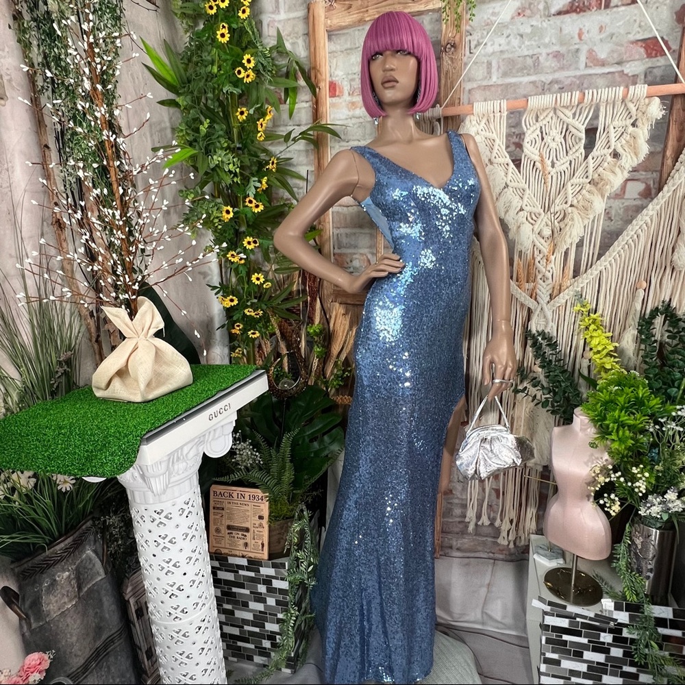 Blue sequin gown
